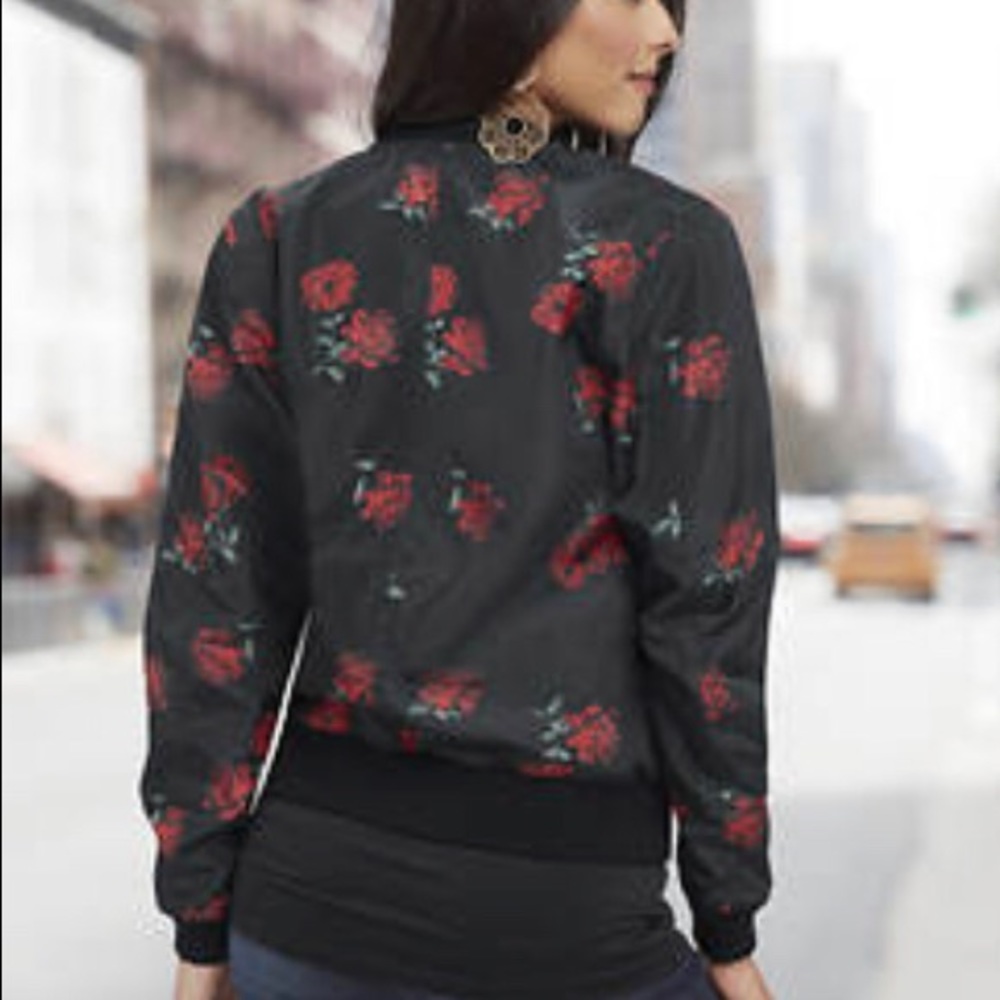 NEW K. Jordan Black Floral Bomber Jacket Size 3X - Picture 6 of 9